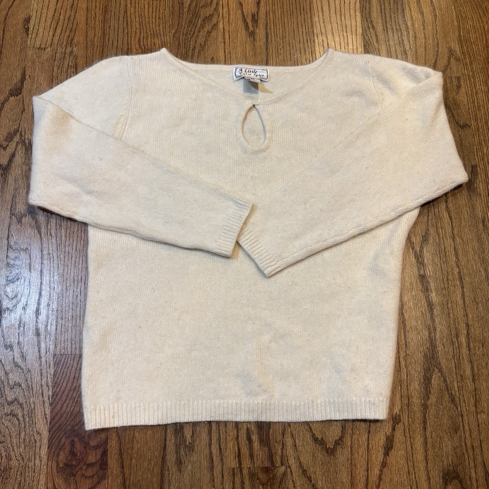 A Little Extra Spice Vintage Y2K Women's Sweater 2XL Off White Ramie Rabbit Hair